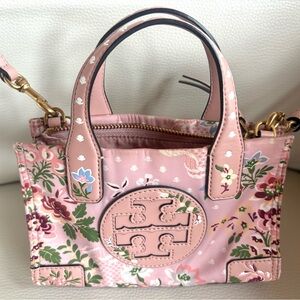 Rare Tory Burch Pink Floral Mini Ella aka Micro Ella Tote